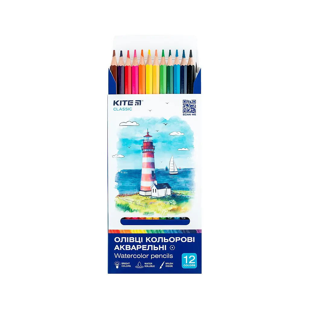 Олівці кольорові Kite Classic акварельні 12 кольорів (K-1049) - фото 4