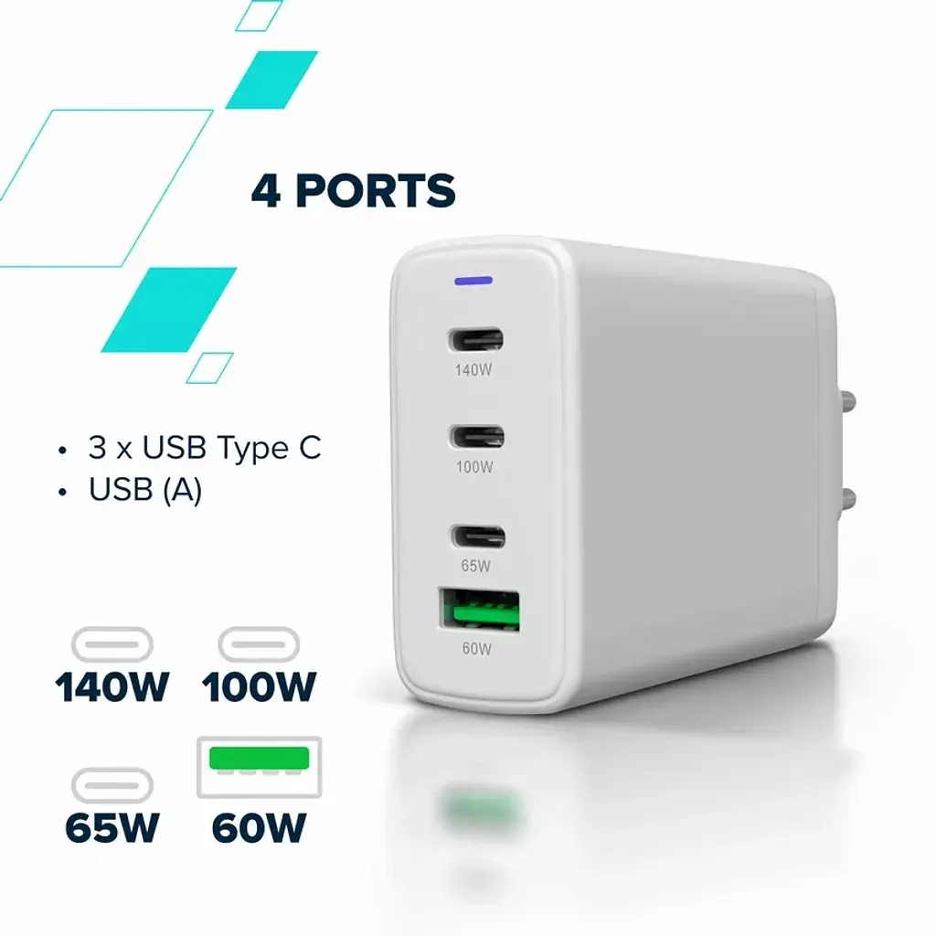 Зарядний пристрій Canyon CU140ACC GaN 150 Вт 3xPD 1xQC EU білий (CNS-CUW140ACC) - фото 2