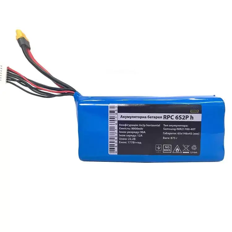 Акумуляторна збірка горизонтальна Li-Ion 6S2P без плати ВMS Samsung INR21700 40T SDI 45A 4000mAh (2348812920) - фото 2