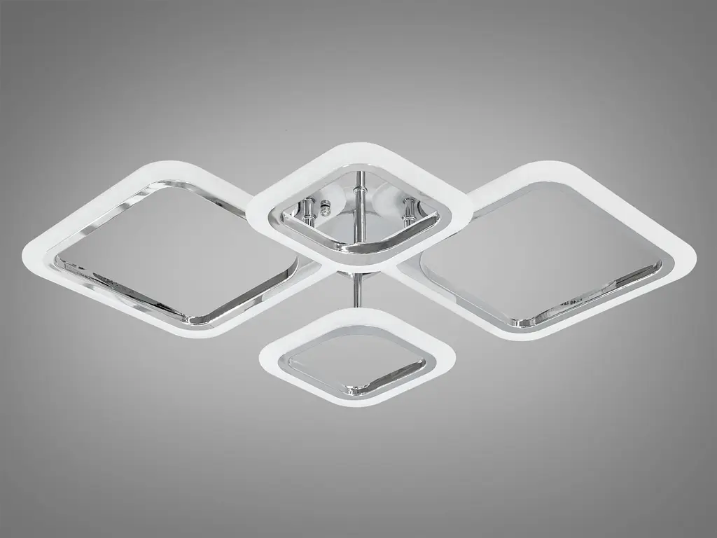 Люстра стельова LED Diasha A8060/2+2HR 52W, 2860 лм, срібло, сучасний стиль для коридору, вітальні, спальні - фото 3
