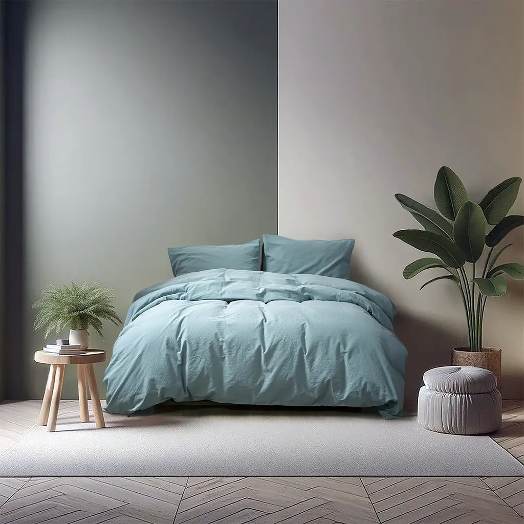 Постельное белье Lotus Home Washed cotton - Kansas голубой евро - фото 2