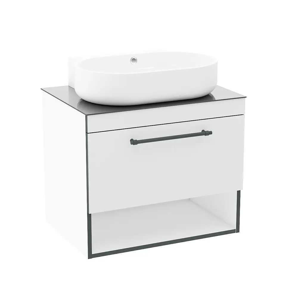 Тумба з умивальником Imprese Black Edge 70 см біла f32117W