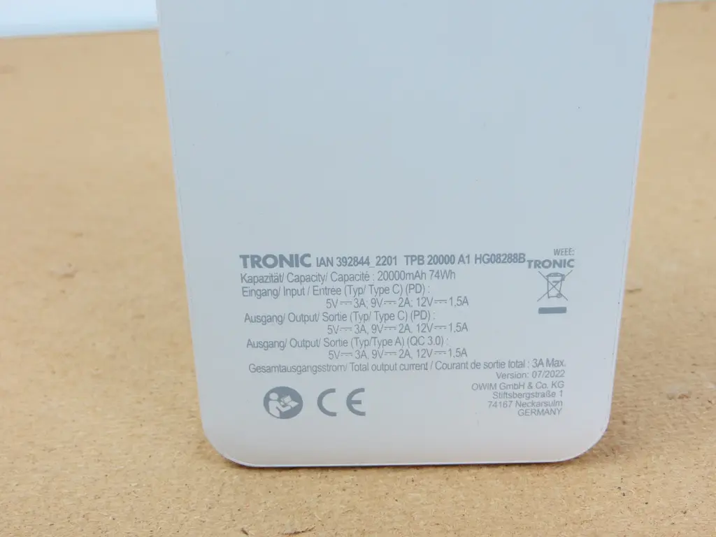 Повербанк Tronic, Німеччина 20000мА зі швидкою зарядкою білий - фото 9