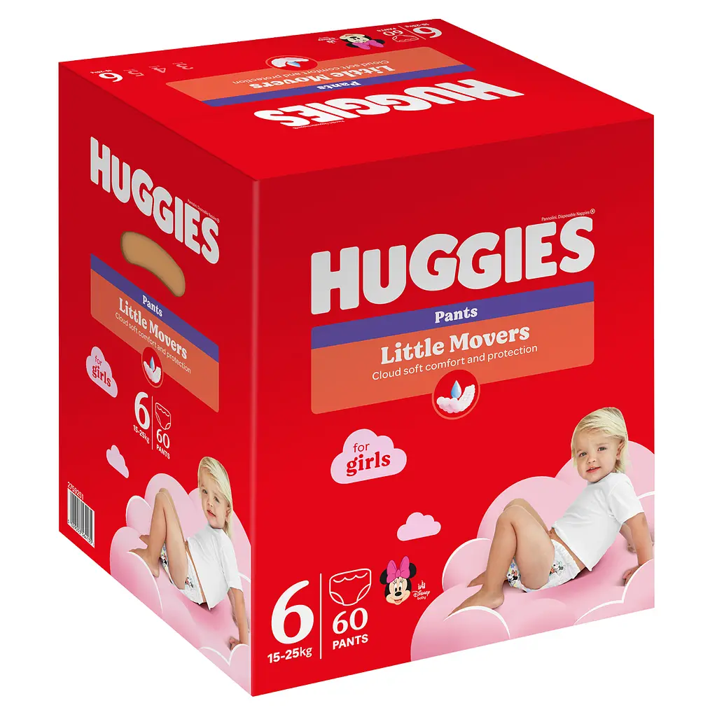 Набір підгузки-трусики для дівчаток Huggies Little Movers Pants 6 (15-25 кг) 60 шт. - фото 2