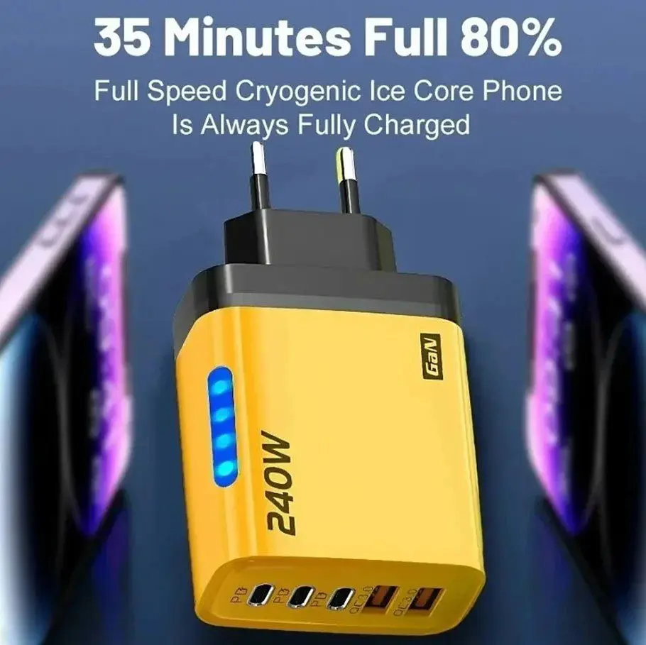 Універсальний зарядний пристрій Voltronic GaN із швидким заряджанням, 5-Port USB 240W - фото 5