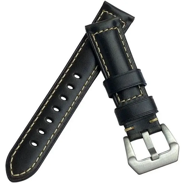 Кожаный ремешок Primolux F001 Steel buckle для часов Honor MagicWatch 2 46 мм Black - фото 1