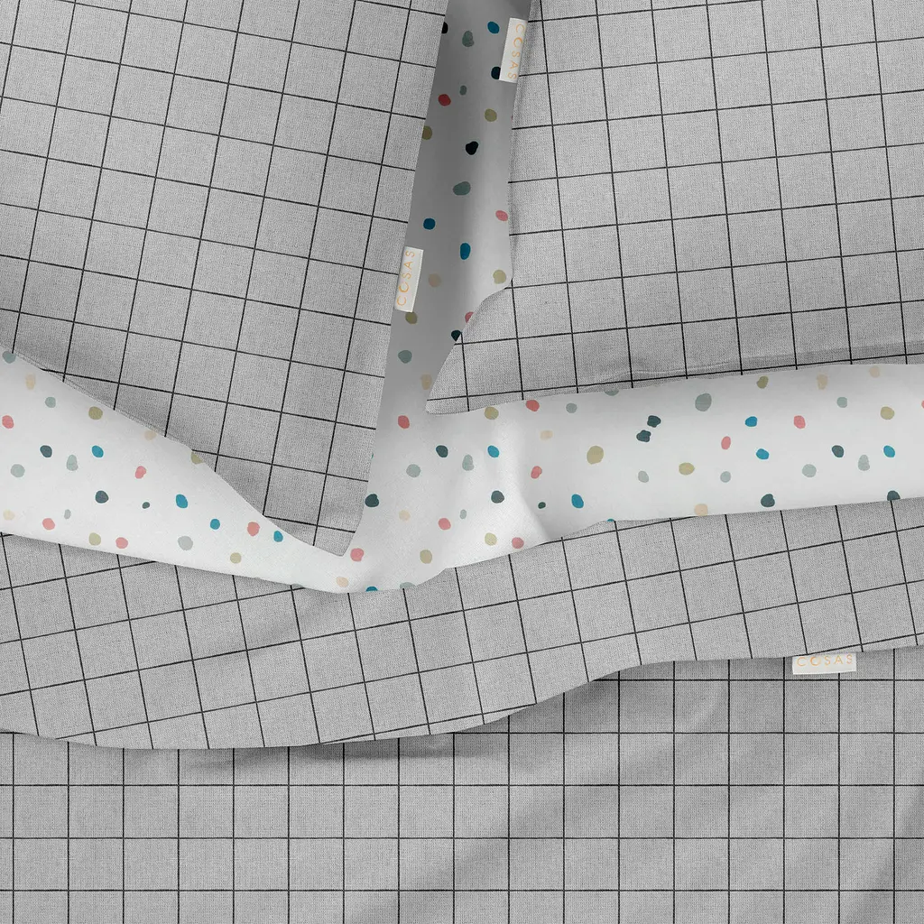 Комплект постільної білизни Cosas полуторний з простирадлом на резинці GREY GEOMETRY CS6 160 x 220 см (CellAshgrey_El-ColorBlots_160) - фото 3