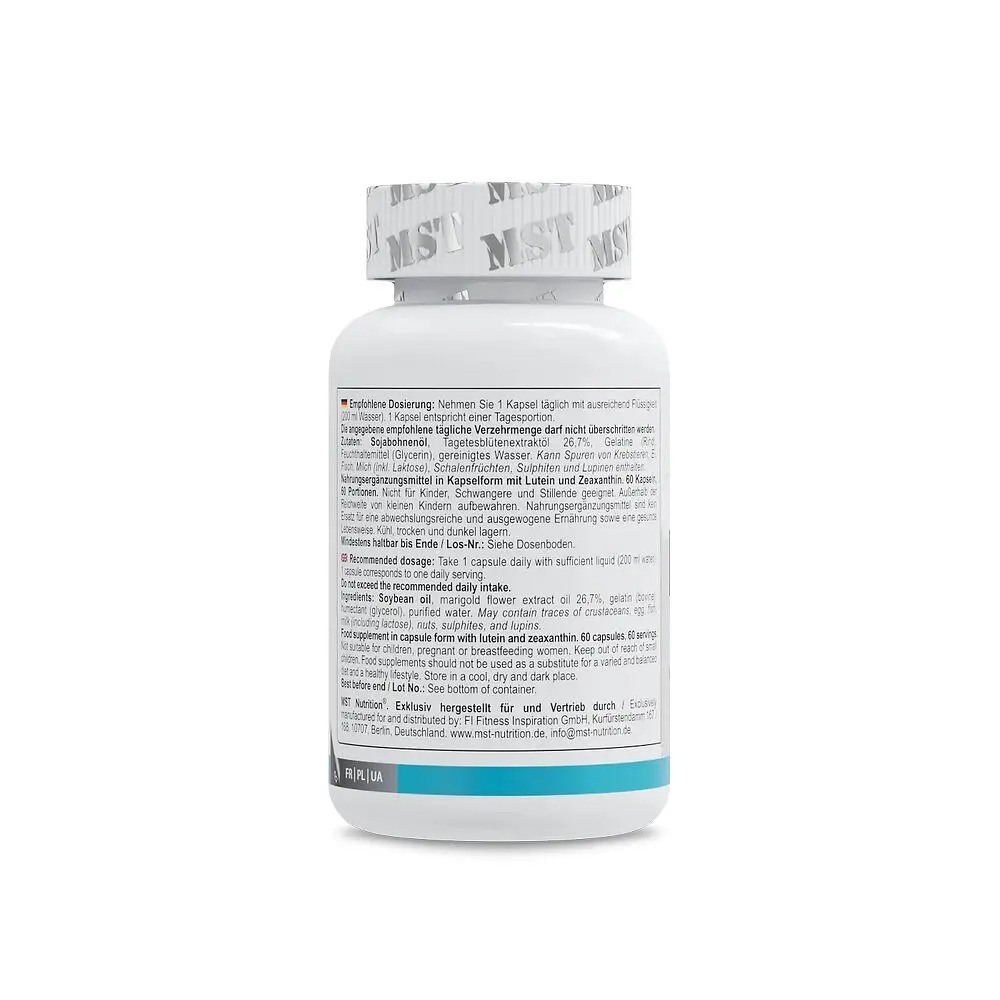 Лютеїн Lutein 40 mg, 60 капсул з екстракту квіток чорнобривця MST Nutrition vit0004238 - фото 3