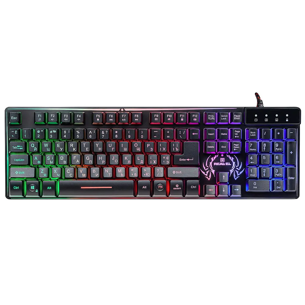 Клавіатура Real-el Comfort 7090 Backlit Чорний (EL123100031)