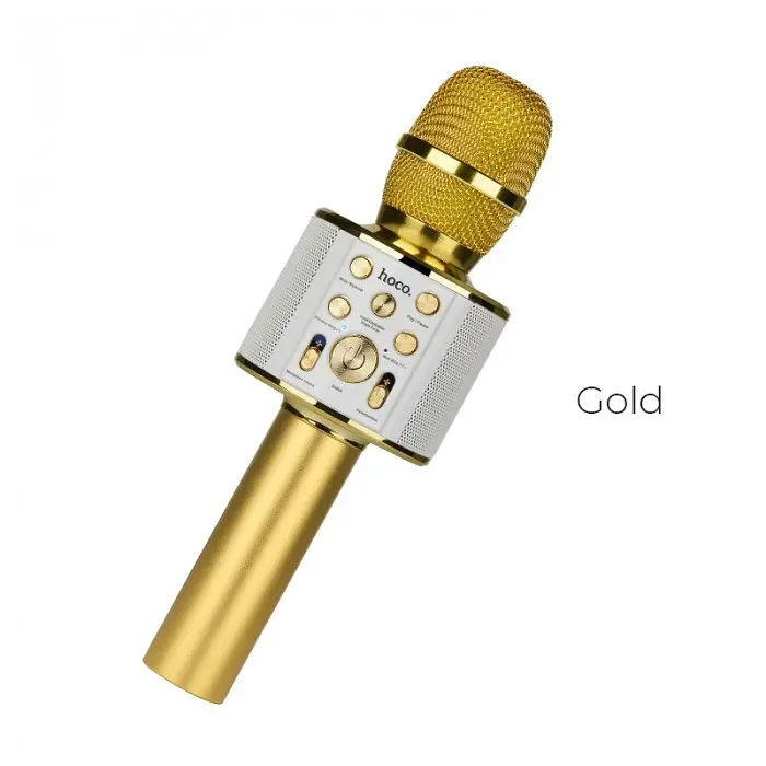 Беспроводной караоке микрофон золотистый HOCO BK3 Cool sound Bluetooth микрофон для караоке - фото 2