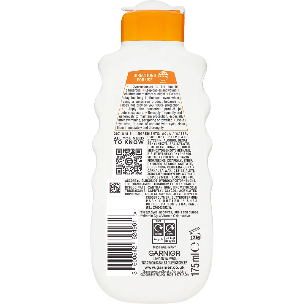 Сонцезахисне водостійке молочко Garnier Ambre Solaire Зволоження 24 години, SPF 50+, 175 мл - фото 2