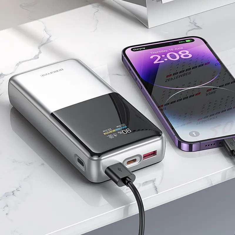 Портативний ЗП Power Bank BOROFONE BJ75A Foinse 22.5W+PD20W with display 20000 mAh Silver - фото 7