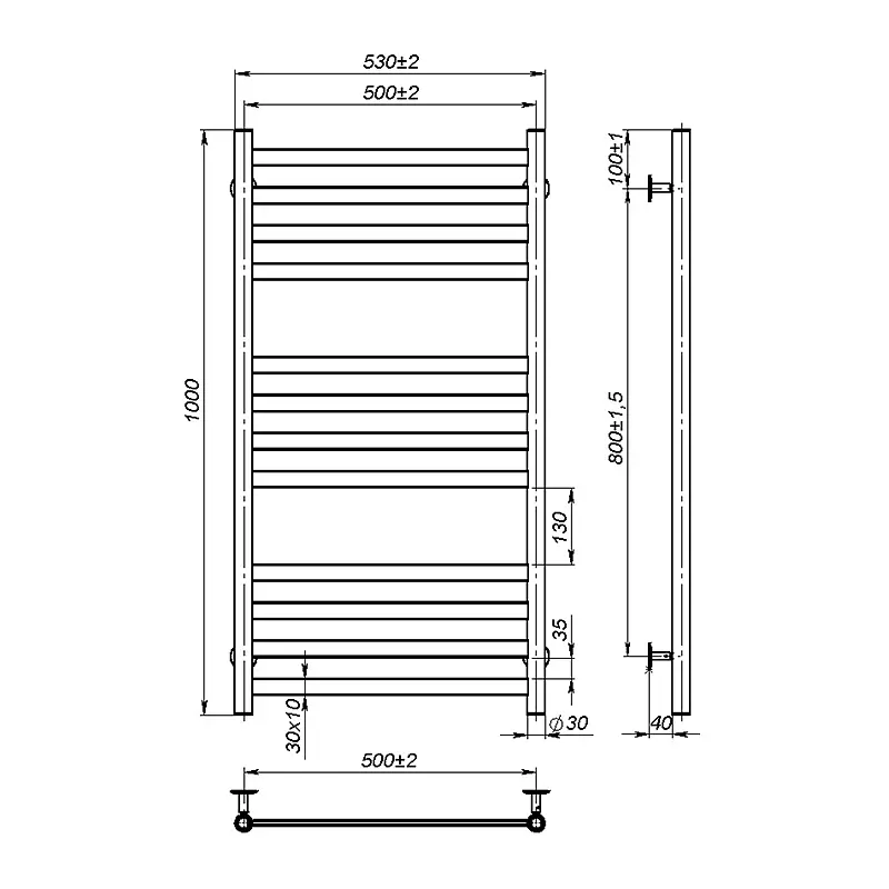 Рушникосушка водяна Onlyheat Vesta 500/1000/12, Хром - фото 3