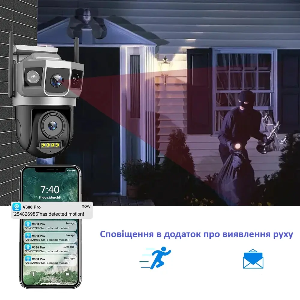 Вулична 4G камера SC23-G 8Мп 2 об'єктиви підтримка SIM-карт віддалений перегляд сигналізація обертання - фото 8