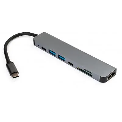 Концентратор Vinga Type-C to 4K HDMI+2*USB3.0+SD+TF+PD+USB-C 3.1 Gen1 aluminium (VCPHTC7AL) - фото 2