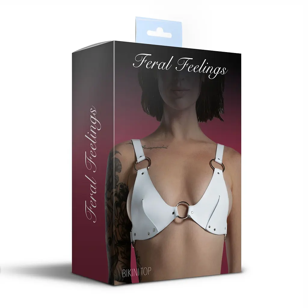 Ліф з натуральної шкіри Feral Feelings - Bikini Top White - фото 4