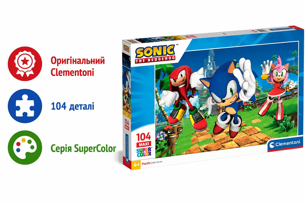 Пазл Сонік Clementoni SuperColor Sonic the Hedgehog 104 елементи дитячі пазли (SKU-220) - фото 2