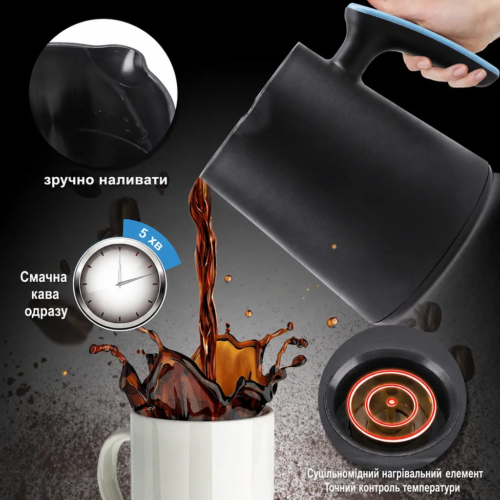 Кавоварка Domotec 500мл 600W / Турка з автовідключенням / Турецький кавник для дому MS-102S - фото 4