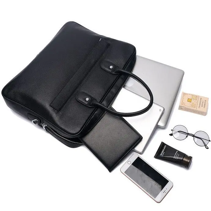 Шкіряна чоловіча сумка-портфель для ноутбука Tiding Bag M364A чорна - фото 7