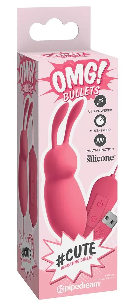 Віброяйце Pipedream OMG Bullet #Cute у формі кролика з рухомими вушками, 8.2х2.5 см - фото 2
