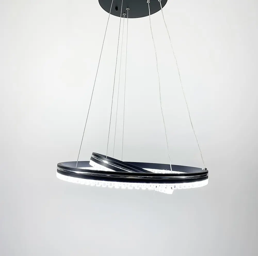 Черная LED люстра на 2 кольца с хромированной полоской Line.F A 55060/2P BK+CR - фото 5