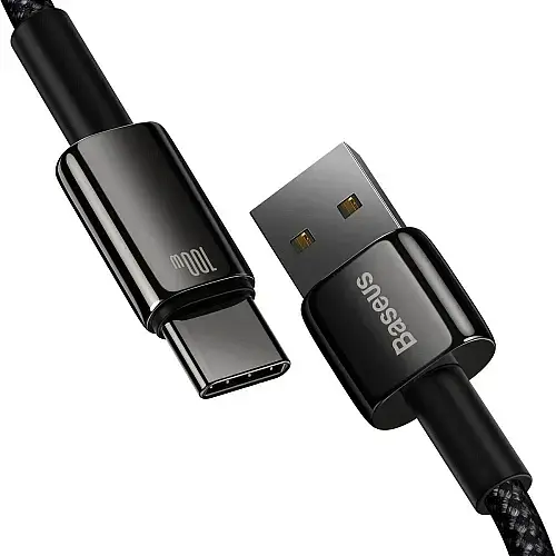 Кабель Baseus Tungsten Gold Fast Charging Cable USB to Type-C 100W 2m CAWJ000101 Black - фото 3