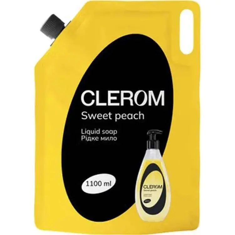 Мило рідке CLEROM 1,1л пляшка Sweet peach дой-пак