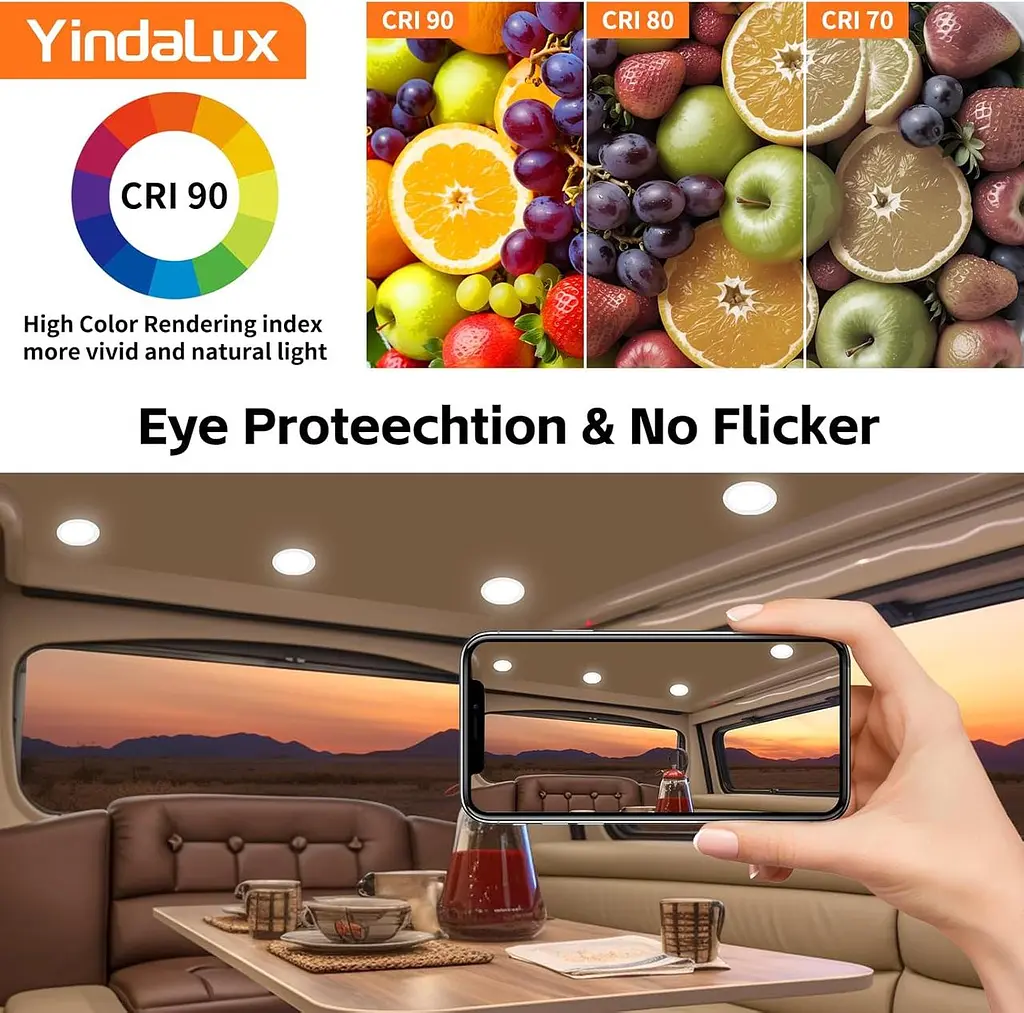 Світлодіодні вбудовані прожектори YindaLux 12 V 3000K Теплий білий IP44 LED з точковим затемненням 3W 4 шт. - фото 4