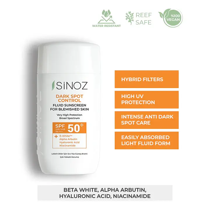 Сонцезахисний флюїд для обличчя Sinoz Dark Spot Control проти темних плям SPF 50+ 50 мл - фото 2
