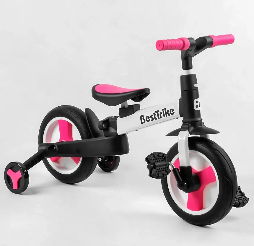 Велосипед-трансформер 55475 Best Trike колеса PU 10’’, родительская ручка, съемные педали, в коробке (6989228360049) - фото 5