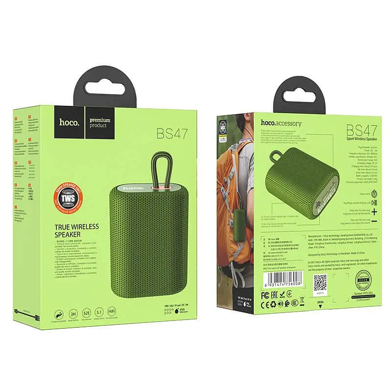 Портативна акустика Hoco Uno sports BT speaker IPX5 BS47 зелена - фото 3