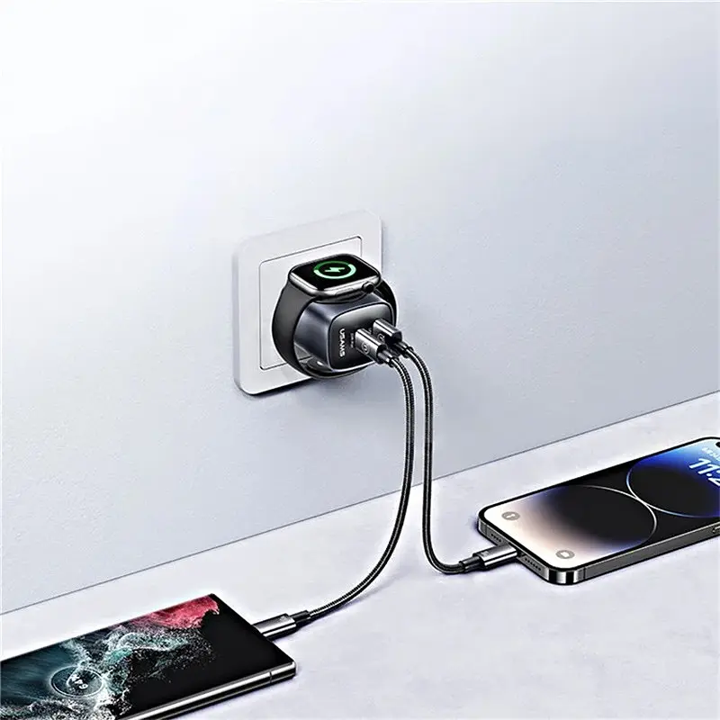 МЗП Usams US-CC293 T67 Multifunctional iWatch Charger 20W (1USB-A/1C) Tarnish - фото 5