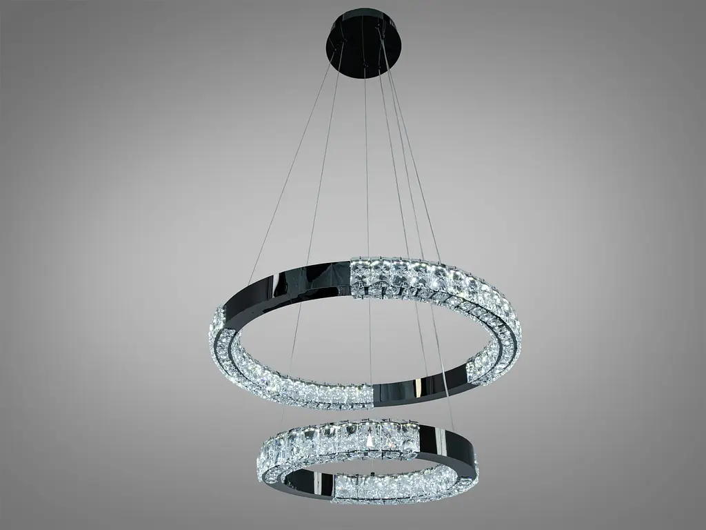 Підвісна LED люстра Diasha 7968/600+400BHR 2 кільця чорний хром 54 Вт - фото 2