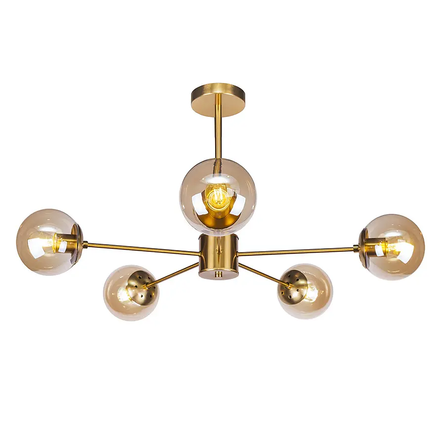 Підвісна люстра Levistella 7529807-5 BRZ+BR бронза коричнева на 5 ламп E27 78 см - фото 2