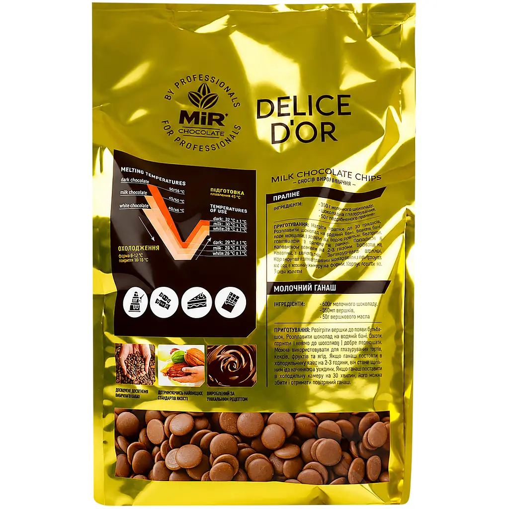 Шоколад молочний Delice D'or М740, 36% калети 2.5 кг - фото 3