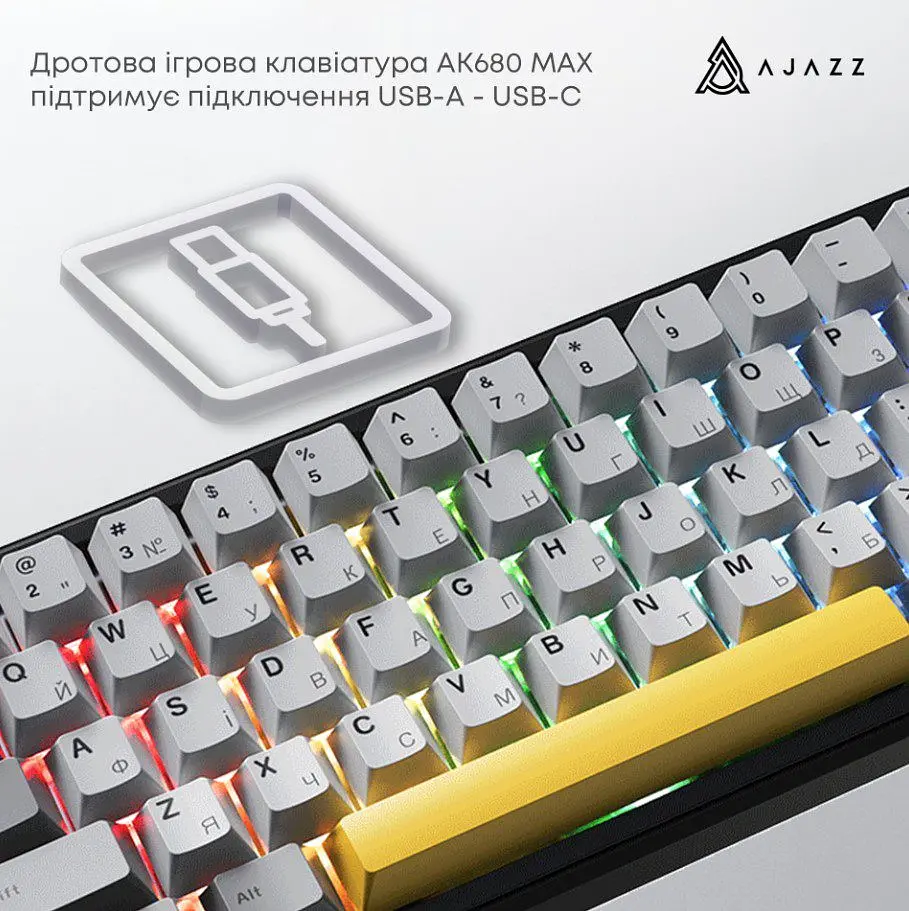 Клавіатура ігрова Ajazz AK-680-MAX Magnetic Switch RGB USB Black-Gray - фото 5