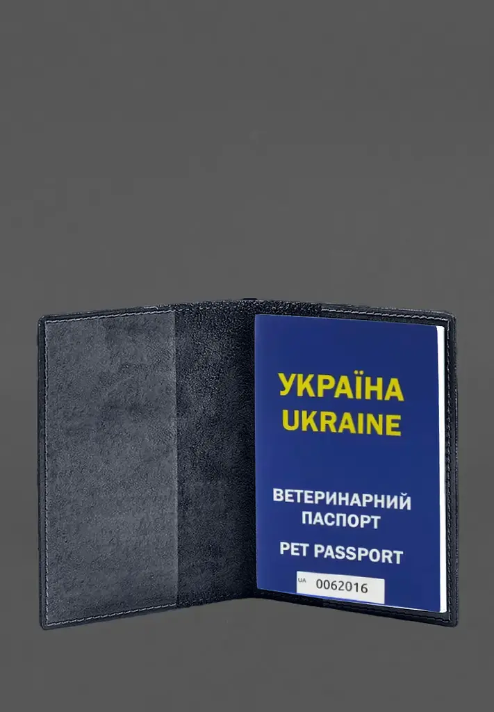 Кожаная обложка на ветеринарный паспорт 2.0 темно-синяя - фото 3
