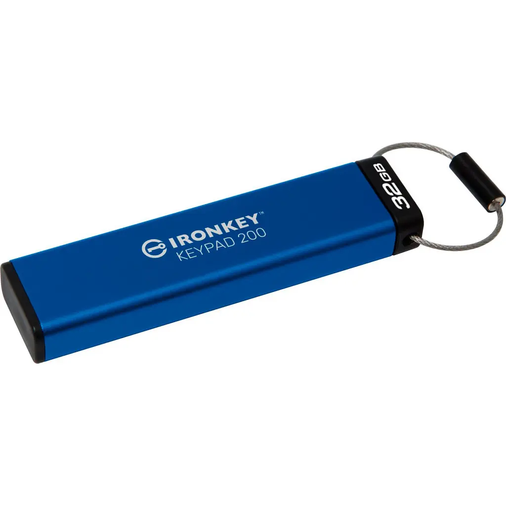 USB флеш накопичувач Kingston 32GB IronKey Keypad 200 AES-256 Encrypted Blue USB 3.2 (IKKP200/32GB) - фото 4