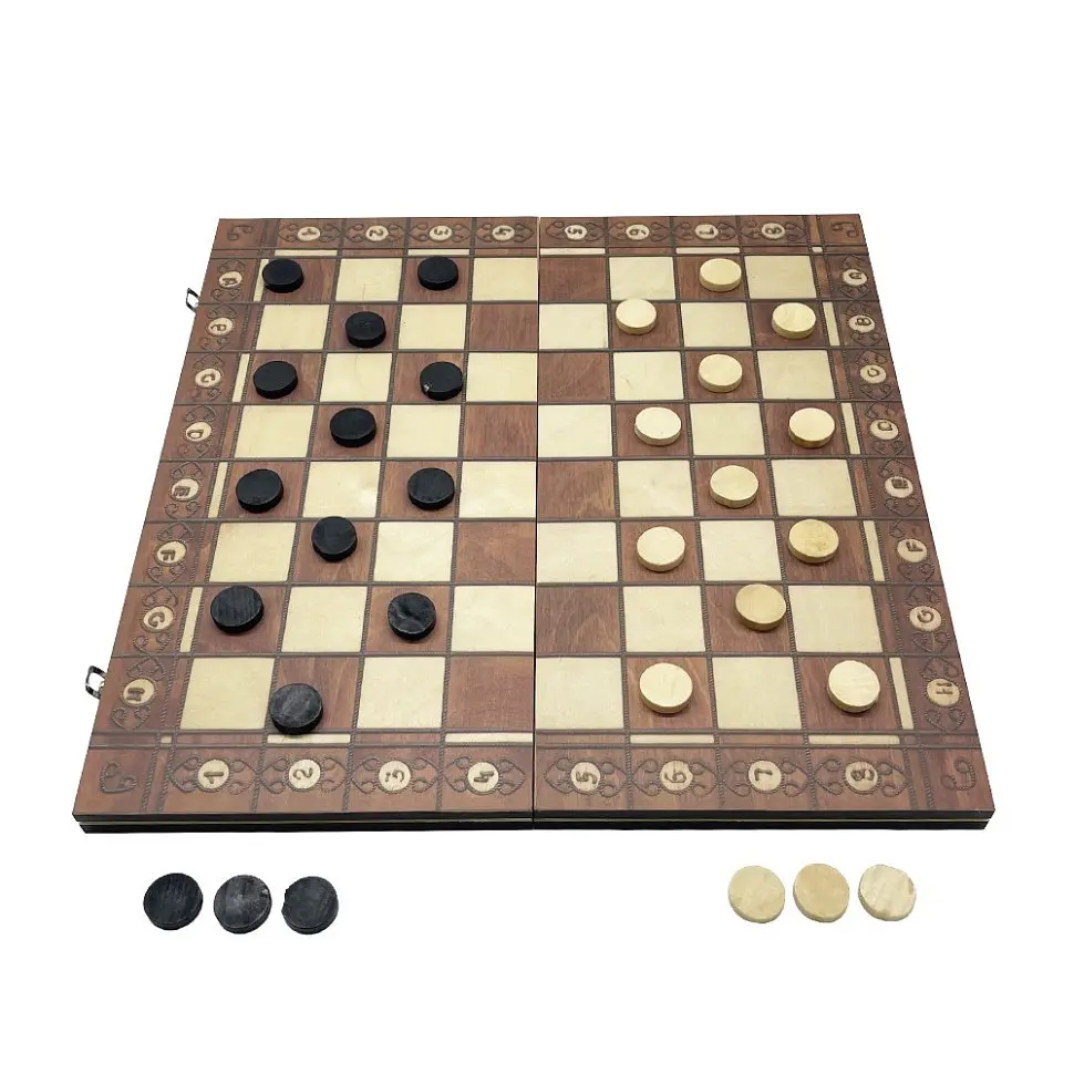 Набір настільних ігор "Шахи, нарди, шашки 3 в 1" Set1 NE-LG-11 ігрове поле 40х40 см - фото 9
