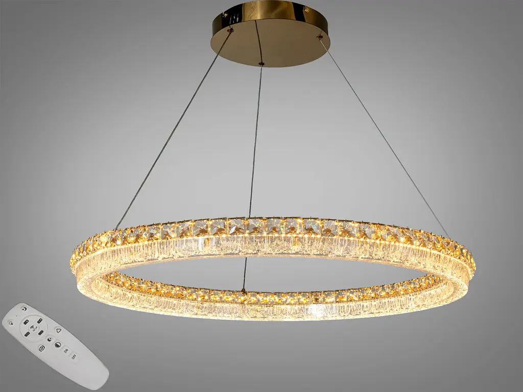 Підвісна LED-люстра Diasha MD6027/800S-gold для вітальні, спальні та зали, Gold, пульт, 130 W, 82 см, 15-25 m2 - фото 2