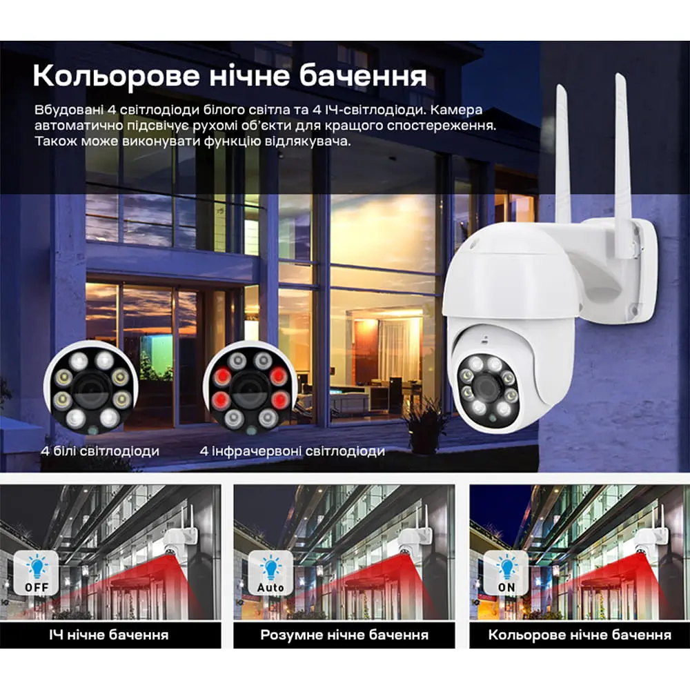 IP PTZ-відеокамера з WiFi 4Mp Light Vision VLC-9248WIA (Tuya) f=3.6mm, ІЧ+LED-підсвічування, з мікрофоном (75-00302) - фото 13