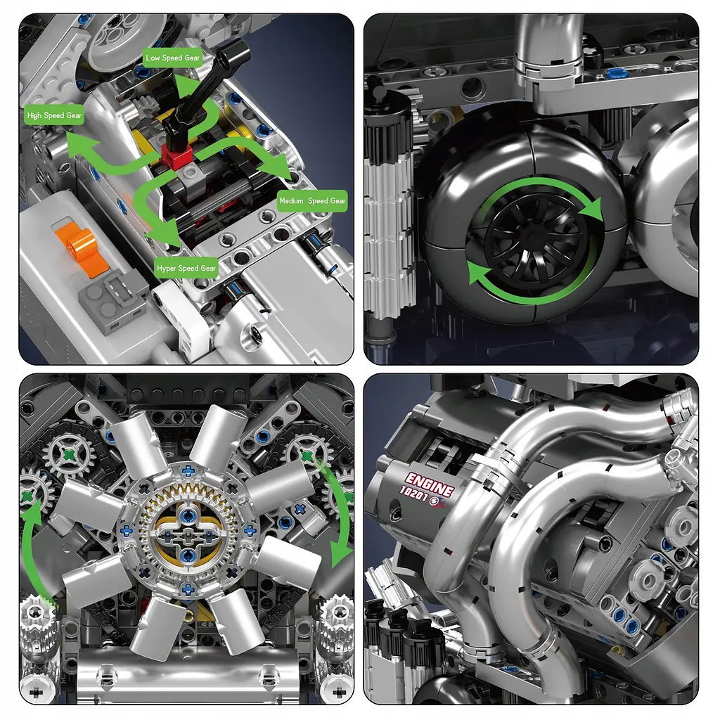 Конструктор двигун Mould King Bugatti W16 Engine моторизований для дітей та дорослих 2024 деталей - фото 7