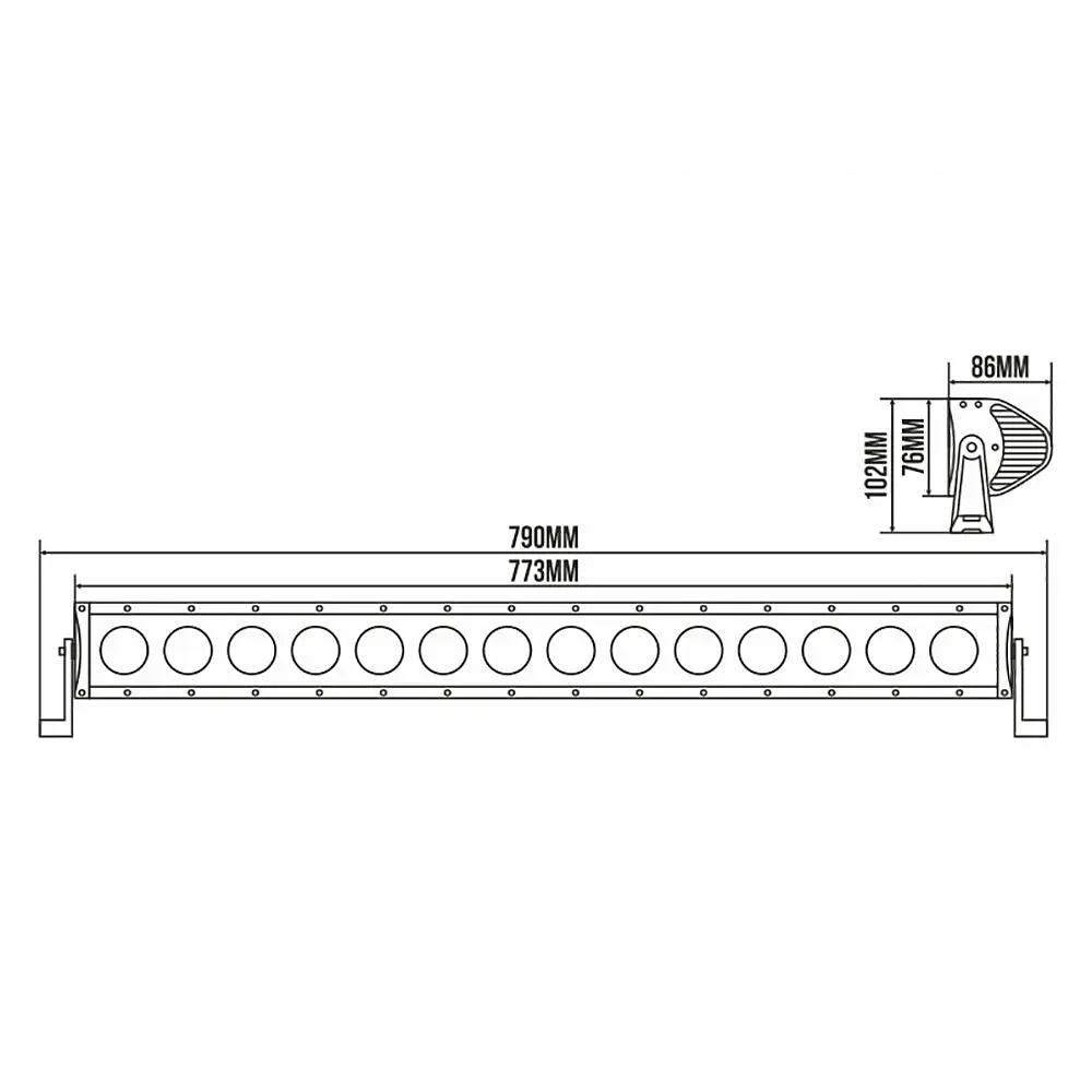 Фара-LED Балка 773 x 76 x 86mm 140W (10W x 14) 10-30V COMBO Belauto (BOL1410C) 1 шт. IP69 - фото 2