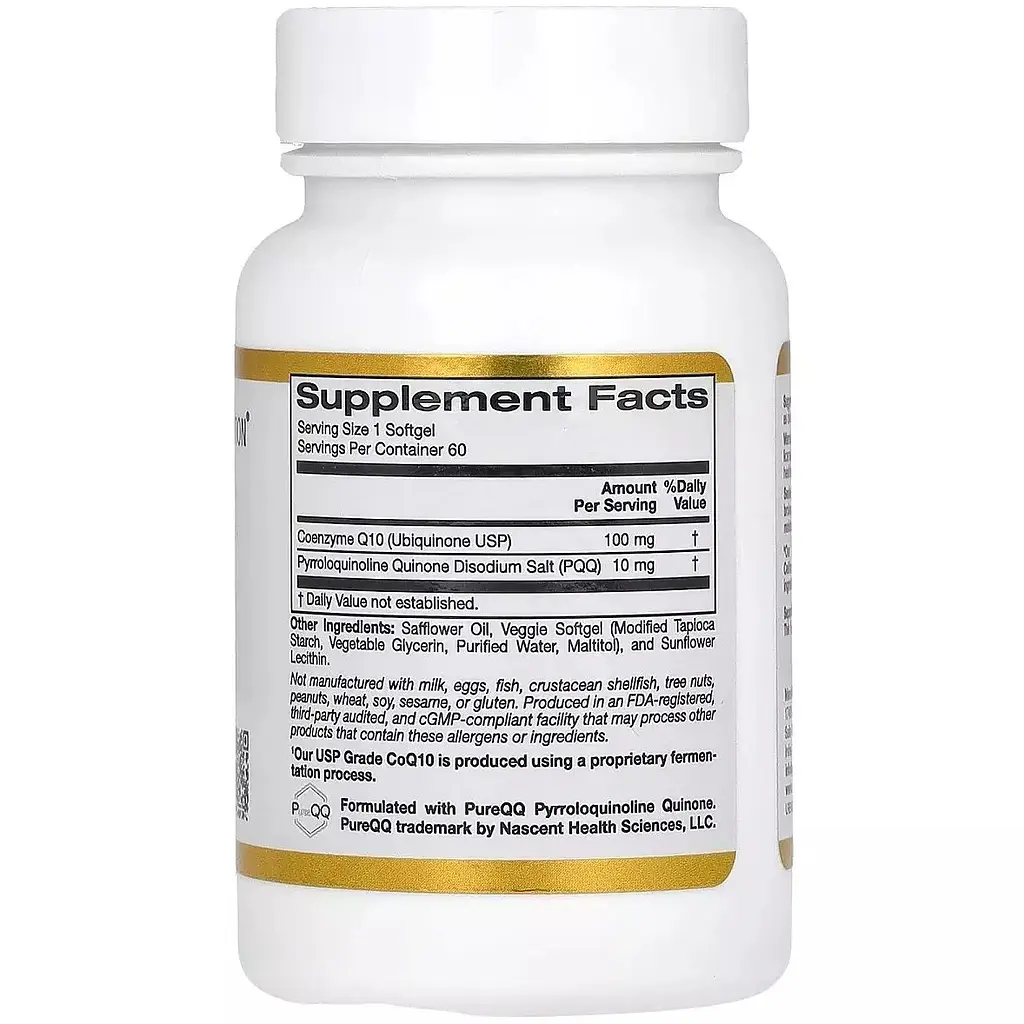 Коензим CoQ10 з PQQ California Gold Nutrition CoQ10 with PQQ 100 мг 60 вегетаріанських капсул - фото 2