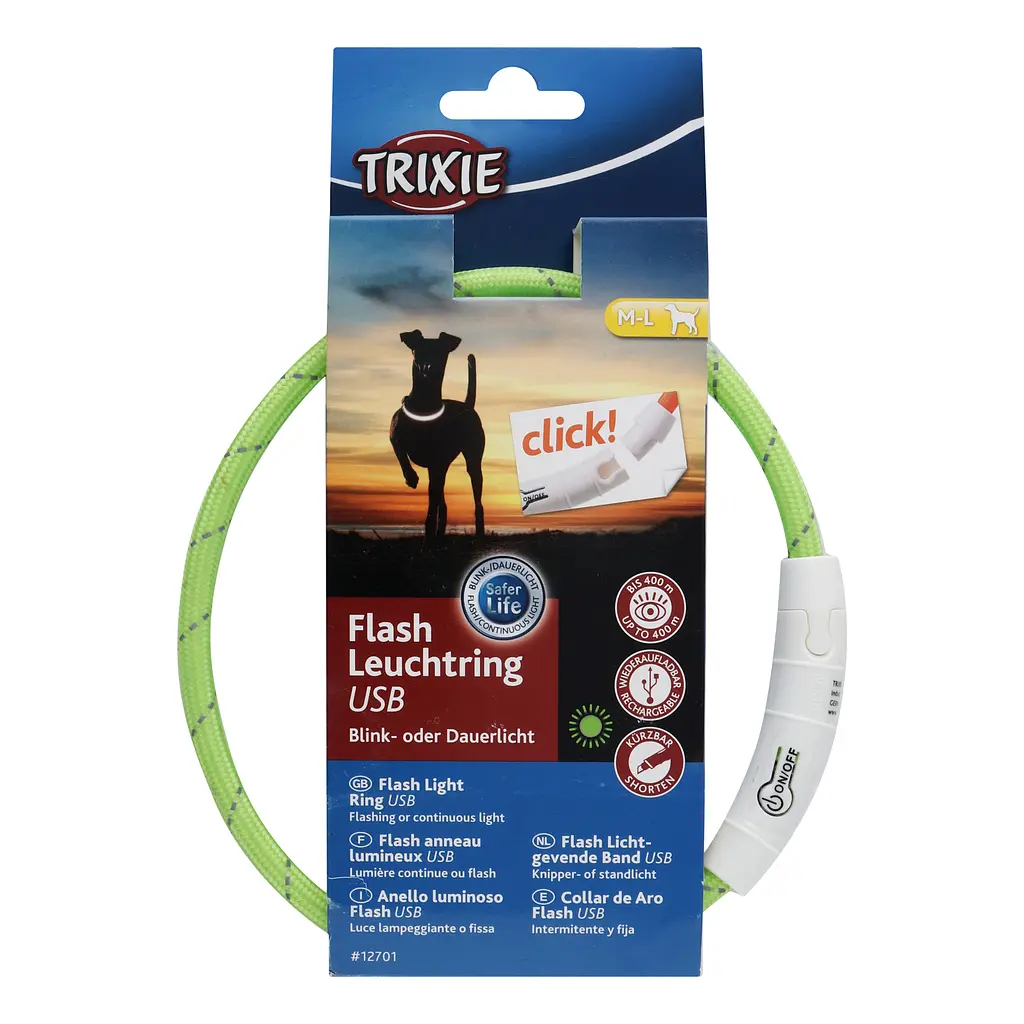 Нашийник для собак Trixie, USB, що світиться, 45 см, зелений - фото 2