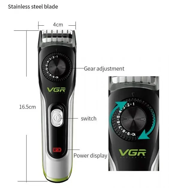 Акумуляторний триммер для стрижки волосся VGR V-028 - фото 7