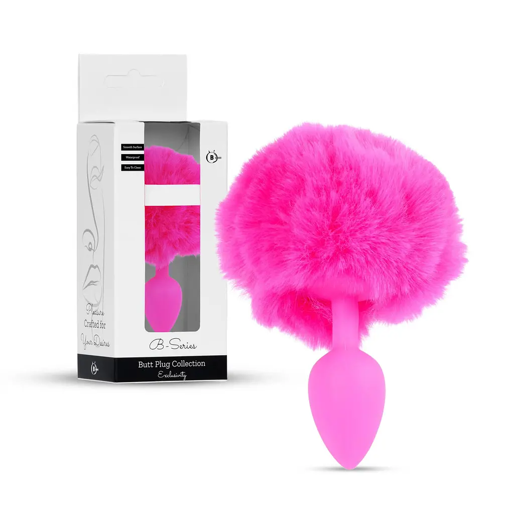 Анальна пробка - Bunny Tail Silicone Pink Plug Pink - фото 9
