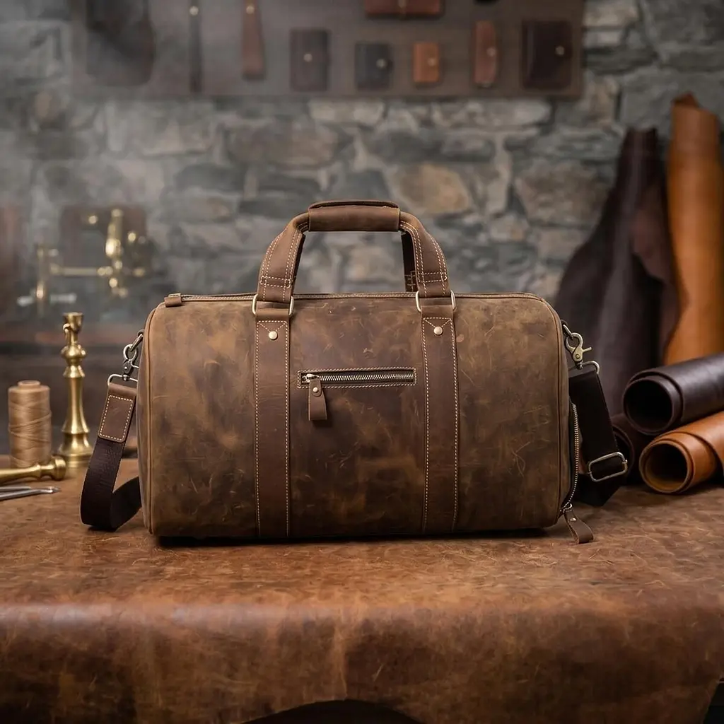 Сумка дорожня чоловіча шкіряна 14893 Vintage коричнева - фото 4