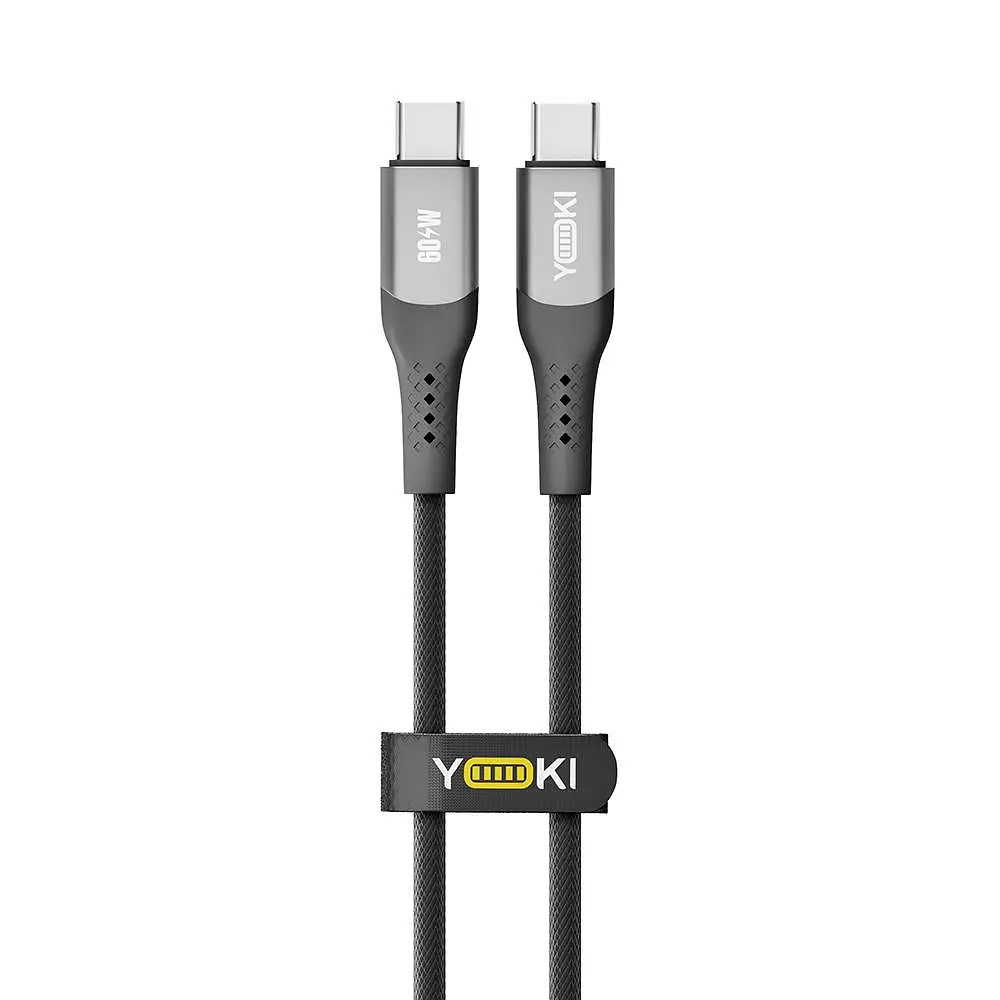 Кабель для заряджання та обміну даними USB Yoki YK-SO15 SOLID Series Type-C to Type-C 60W 3A/20V 0.25 м Чорный