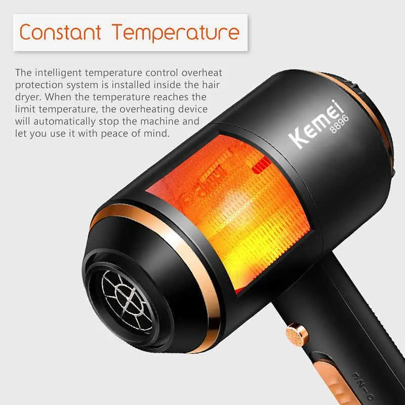 Фен для сушіння та укладання волосся Kemei KM 8896 з дифузором - фото 6
